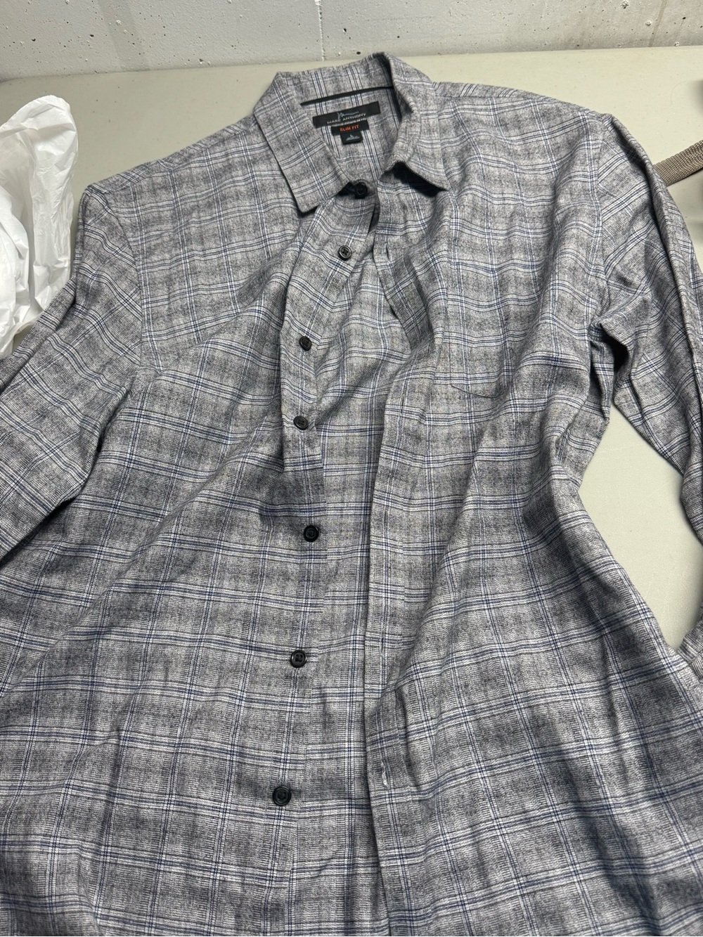 Marc Anthony Gray and Blue Plaid Dress‎ Shirt